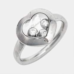 Chopard Happy Hearts Diamonds 18k White Gold Ring Size 53