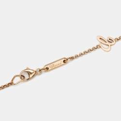 Pre Owned Chopard Happy Hearts Diamond Lapis Lazuli 18k Rose Gold Pendant Necklace