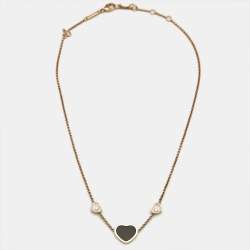 مملوكة مسبقًا Chopard Happy Hearts Onyx Diamonds 18k Rose Gold Necklace