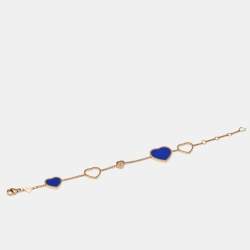 Pre Owned Chopard Happy Hearts Lapis Lazuli Diamond 18k Rose Gold Bracelet