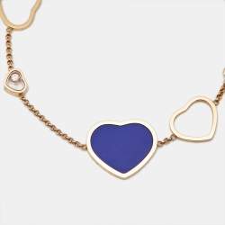 Pre Owned Chopard Happy Hearts Lapis Lazuli Diamond 18k Rose Gold Bracelet
