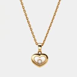 Pre Owned Chopard Happy Diamonds 18K Yellow Gold Heart Pendant Necklace