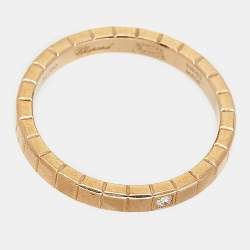 Pre Owned Chopard Ice Cube Diamond 18k Rose Gold Band Ring Size 52