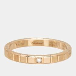 Pre Owned Chopard Ice Cube Diamond 18k Rose Gold Band Ring Size 52