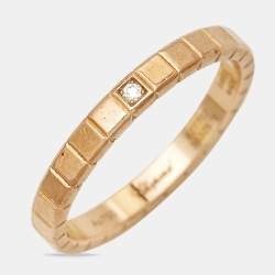 Pre Owned Chopard Ice Cube Diamond 18k Rose Gold Band Ring Size 52