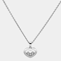 Pre Owned Chopard Happy Diamonds Icon Diamond 18k White Gold Necklace