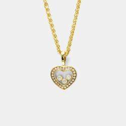 Pre Owned Chopard Happy Diamonds 18K Yellow Gold Diamond Necklace 
