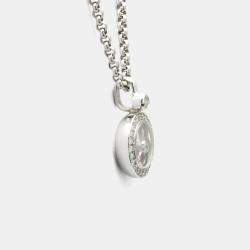 Pre Owned Chopard Happy Diamonds 18K White Gold Diamond, Ruby, Sapphire Necklace