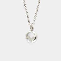 Pre Owned Chopard Happy Diamonds 18K White Gold Diamond, Ruby, Sapphire Necklace