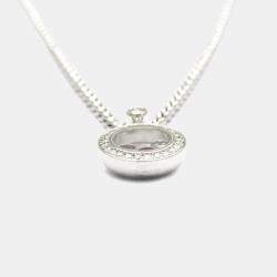 Pre Owned Chopard Happy Diamonds 18K White Gold Diamond, Ruby, Sapphire Necklace