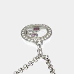 Pre Owned Chopard Happy Diamonds 18K White Gold Diamond, Ruby, Sapphire Necklace