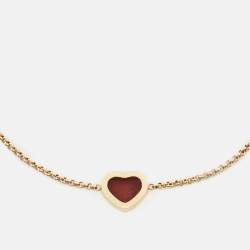Pre Owned Chopard Happy Hearts Carnelian 18k Rose Gold Bracelet