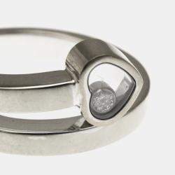 Pre Owned خاتم شوبارد هابي هارت تويست ألماس وذهب أبيض عيار 18 مقاس 49