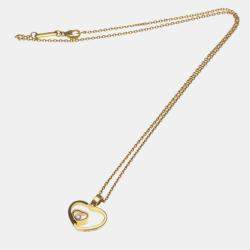 Pre Owned قلادة شوبارد هابي دياموند هارت ذهب وردي عيار 18 بدلاية ألماس