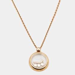 Pre Owned قلادة شوبارد هابي دايموندز عائمة بالحرف العربي م ألماس ذهب وردي عيار 18