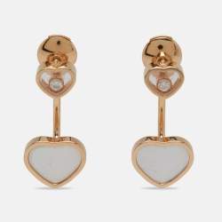 مملوكة مسبقًا Chopard Happy Hearts Mother of Pearl Diamond 18k Rose Gold Earrings
