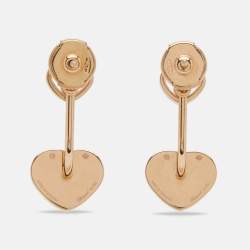 Pre Owned Chopard Happy Hearts Mother of Pearl Diamond 18k Rose Gold Earrings