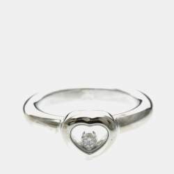 Pre Owned Chopard Happy Diamonds 18K White Gold and Diamond Ring EU 51