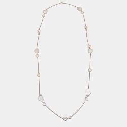 مملوكة مسبقًا Chopard Happy Hearts Mother of Pearl Diamonds 18k Rose Gold Long Necklace