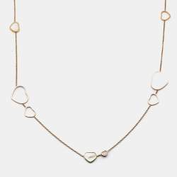مملوكة مسبقًا Chopard Happy Hearts Mother of Pearl Diamonds 18k Rose Gold Long Necklace