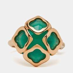 Pre Owned خاتم شوبارد إمبريال كالسيدوني أخضر كوكتيل ذهب وردي عيار 18 مقاس 52