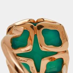 Pre Owned خاتم شوبارد إمبريال كالسيدوني أخضر كوكتيل ذهب وردي عيار 18 مقاس 52