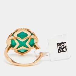Pre Owned خاتم شوبارد إمبريال كالسيدوني أخضر كوكتيل ذهب وردي عيار 18 مقاس 52