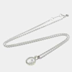 Pre Owned Chopard Happy Diamonds 18K White Gold Diamonds Pendant Necklace