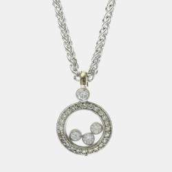 Pre Owned Chopard Happy Diamonds 18K White Gold Diamonds Pendant Necklace