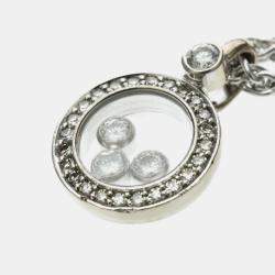 Pre Owned Chopard Happy Diamonds 18K White Gold Diamonds Pendant Necklace