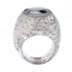 Chopard Golden Diamond Collection Diamond Gold Flecked Resin Ring Size 54.5