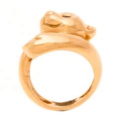 Chopard Animal World Bear Diamond Agate 18k Rose Gold Ring Size 54.5