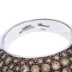 Pre Owned Chopard Diamond Brown Diamond 18K White Gold Knife Edge Cocktail Ring Size 54.5