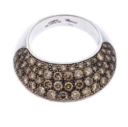 Pre Owned Chopard Diamond Brown Diamond 18K White Gold Knife Edge Cocktail Ring Size 54.5