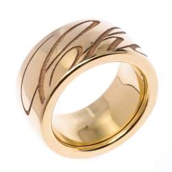 Chopard Chopardissimo Revolving Signature 18k Rose Gold Band Ring Size 54