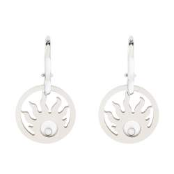 Chopard Happy Diamond Sun 18K White Gold Drop Earrings