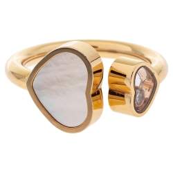 Chopard Happy Hearts Diamond Mother of Pearl 18K Rose Gold Ring Size 49