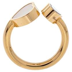 Chopard Happy Hearts Diamond Mother of Pearl 18K Rose Gold Ring Size 49