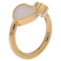 Chopard Happy Hearts Diamond Mother of Pearl 18K Rose Gold Ring Size 49