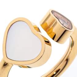 Chopard Happy Hearts Diamond Mother of Pearl 18K Rose Gold Ring Size 49