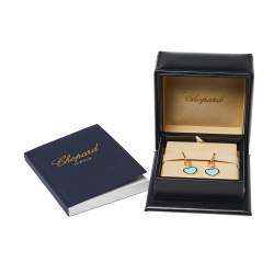 Pre Owned Chopard Happy Hearts Diamond Turquoise 18K Rose Gold Drop Earrings