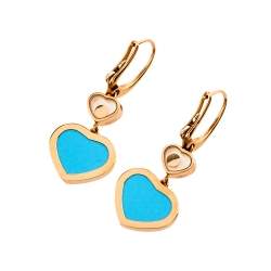Pre Owned Chopard Happy Hearts Diamond Turquoise 18K Rose Gold Drop Earrings