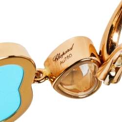 Pre Owned Chopard Happy Hearts Diamond Turquoise 18K Rose Gold Drop Earrings