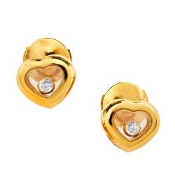 Pre Owned Chopard Happy Diamonds Icons 18K Yellow Gold Stud Earrings