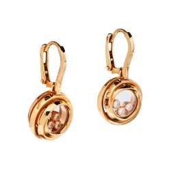 Pre Owned Chopard Happy Emotions Diamond 18K Rose Gold Drop Earrings