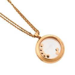 Chopard Happy Diamonds Happy Curves Diamond 18K Rose Gold Double Strand Pendant Necklace