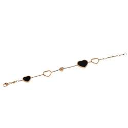 Pre Owned Chopard Happy Hearts Diamond Onyx 18K Rose Gold Bracelet