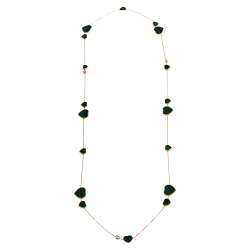 Pre Owned Chopard Happy Hearts Diamond Malachite 18K Rose Gold Sautoir Necklace
