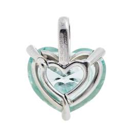 Chopard So Happy Diamond Green Stone 18K White Gold Heart Pendant 