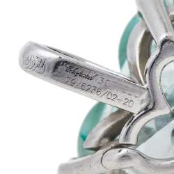 Chopard So Happy Diamond Green Stone 18K White Gold Heart Pendant 